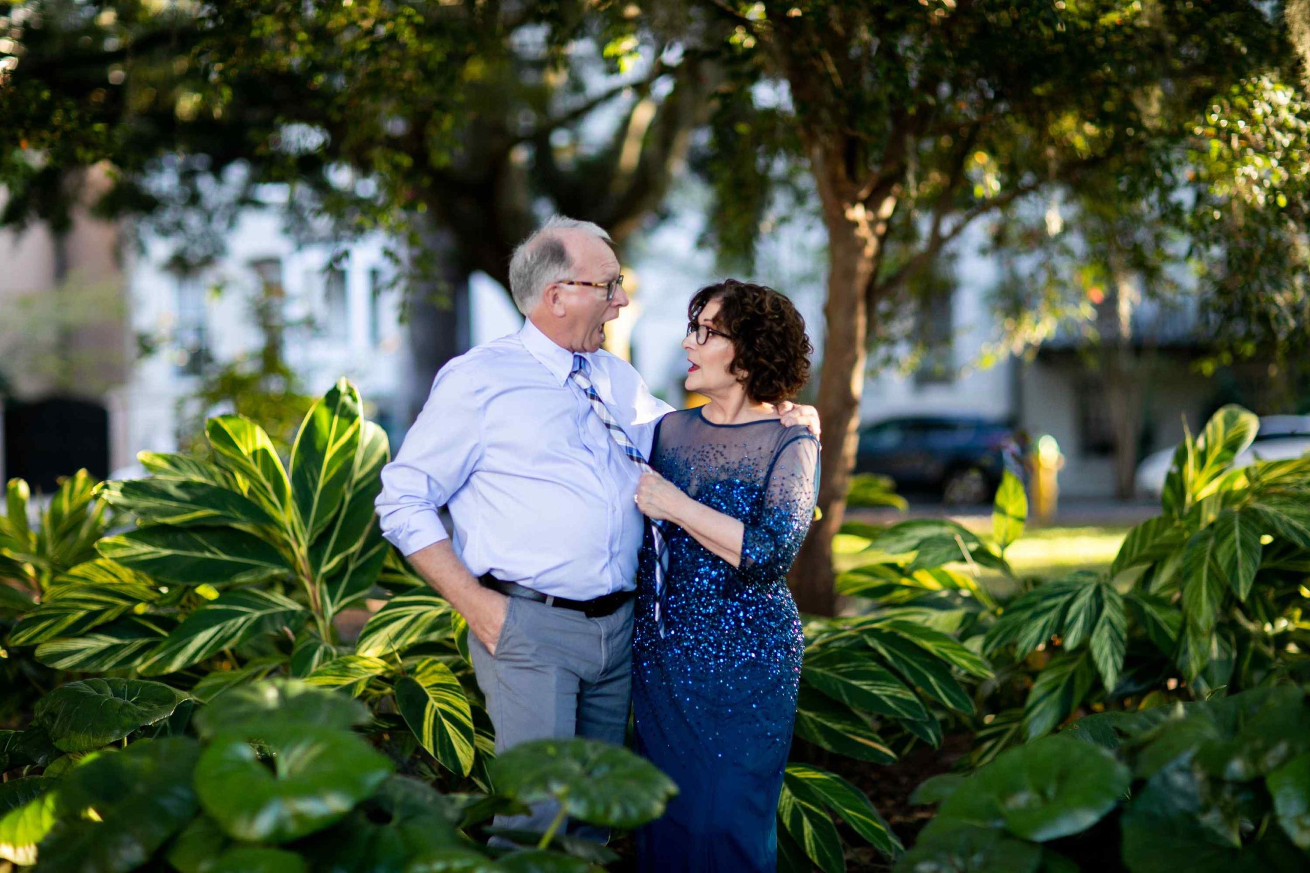 candid portrait of couples glamour session outdoors in Savannah